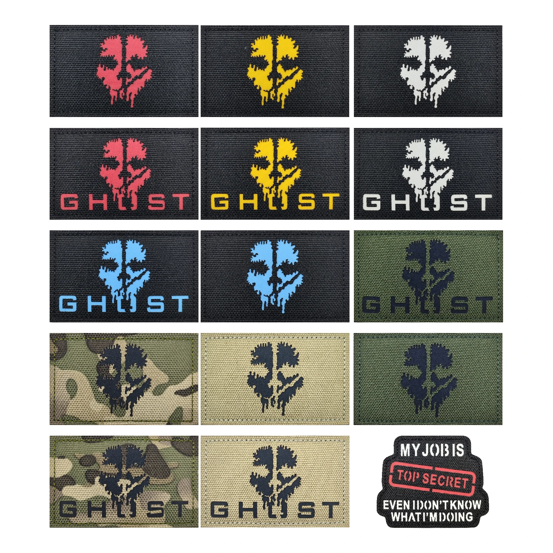 Call of Duty-squeleto fantasma y máscara fantasma, mochila bordada en inglés táctico, idioma común, ropa, Micro parche - imagen 3