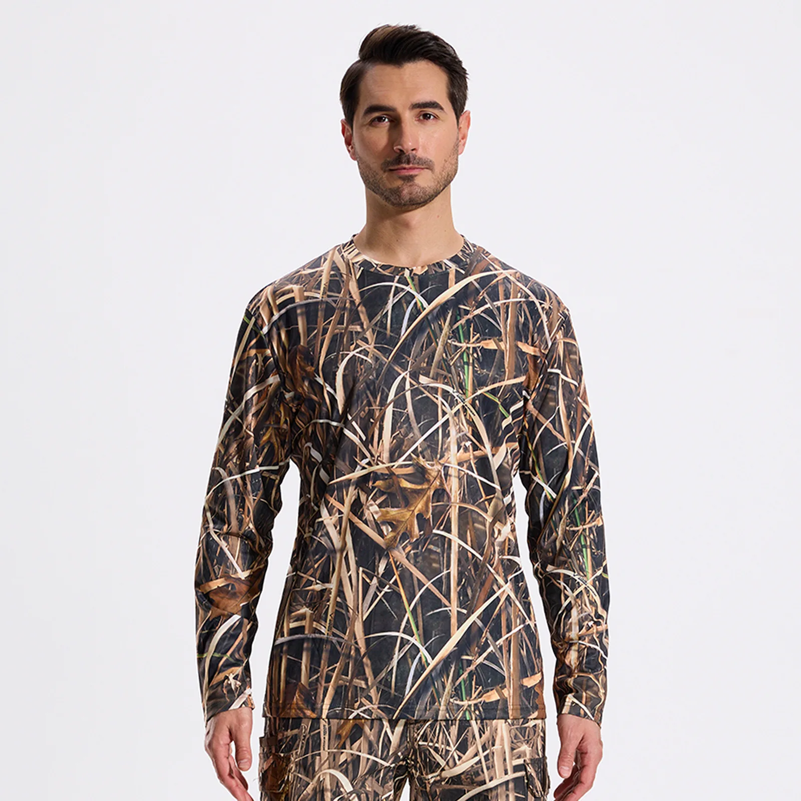 Camisa de pesca de caza de camuflaje biónico para hombre, protección solar, sensación de hielo, transpirable, elástica, de secado rápido, para fotografía de jungla - imagen 4