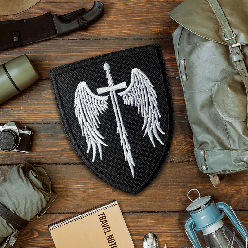 Parche táctico bordado escudo con espada alada moral velcro - imagen 5