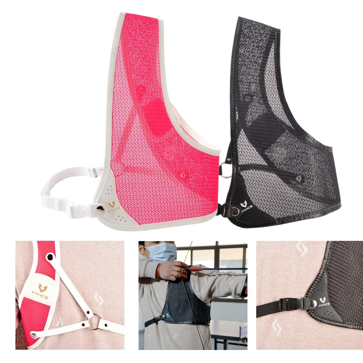 Protector de pecho de tiro con arco de mano derecha ajustable, protección de tela duradera para tiro de caza con arco recurvo tradicional, 1 ud.