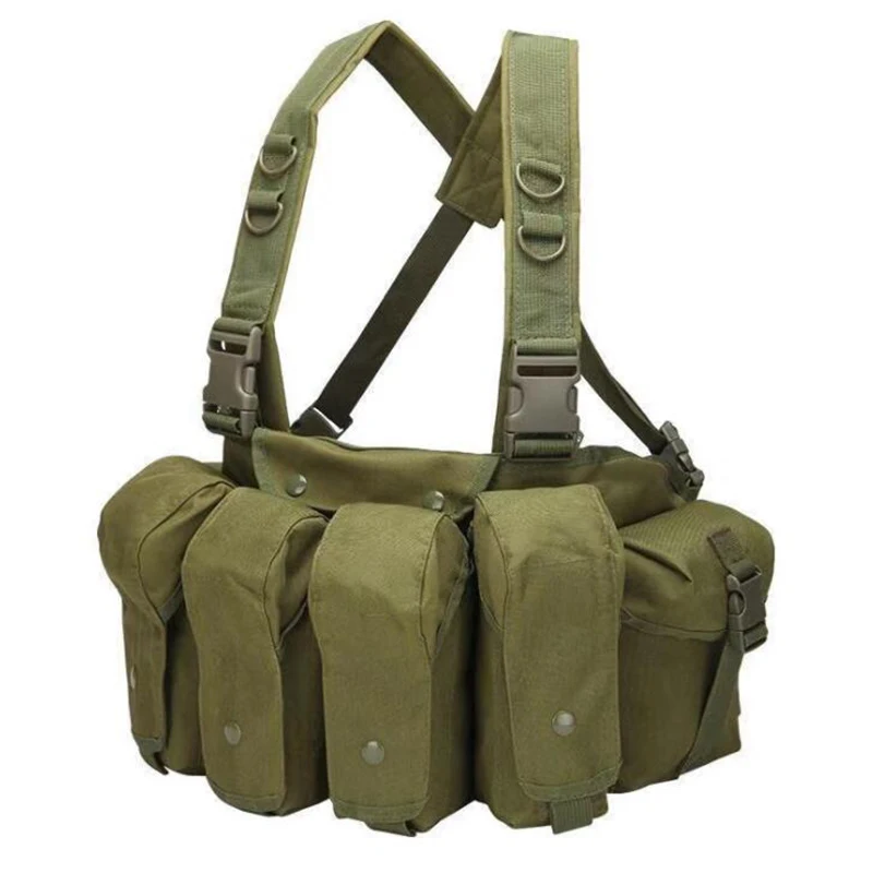 Airsoft Atacs FG camuflaje AK 47 bolsa para revistas portador equipo de caza militar aparejo de pecho Molle munición táctica equipo Airsoft - imagen 5