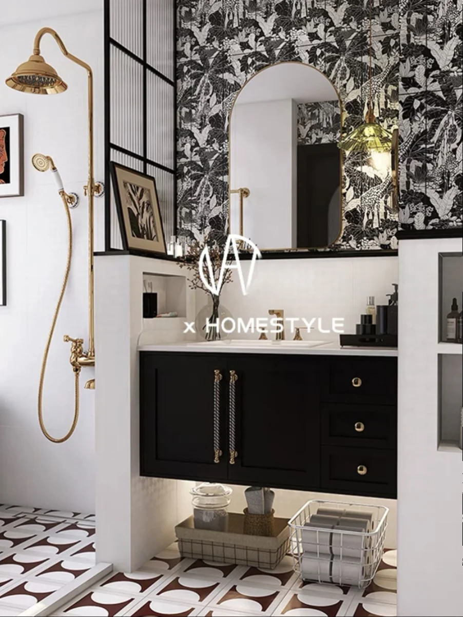 Netizen Corinne Mueble de baño vintage combinado Rockboard Oak mesa de lavabo de cerámica integrada, lavabo, mueble de lavabo - imagen 5