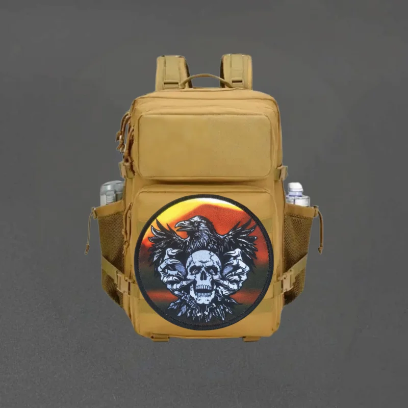 Parche con estampado de calavera de cuervo, parches militares de gancho y bucle para ropa, insignia de moral táctica, mochila, pegatinas decorativas, brazalete