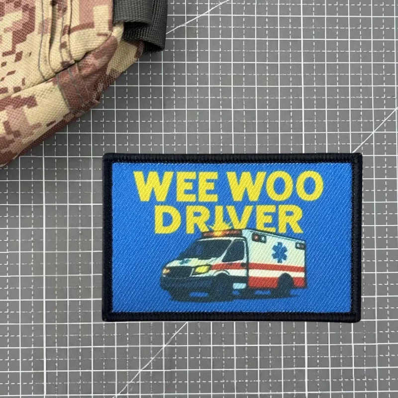 Parche estampado WEE WOO DRWER, chaleco táctico, gancho y bucle, sombrero, insignia de moral, mochila, pegatinas decorativas, parches para brazalete para ropa - imagen 4