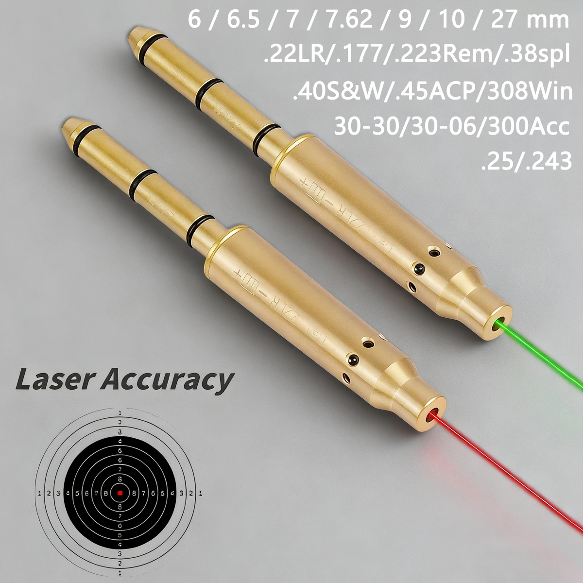 Mira láser táctica.177.22LR 9mm.223Rem Bullet Boresighter calibre 6/6,5/7mm cartucho colimador láser rojo Boresight