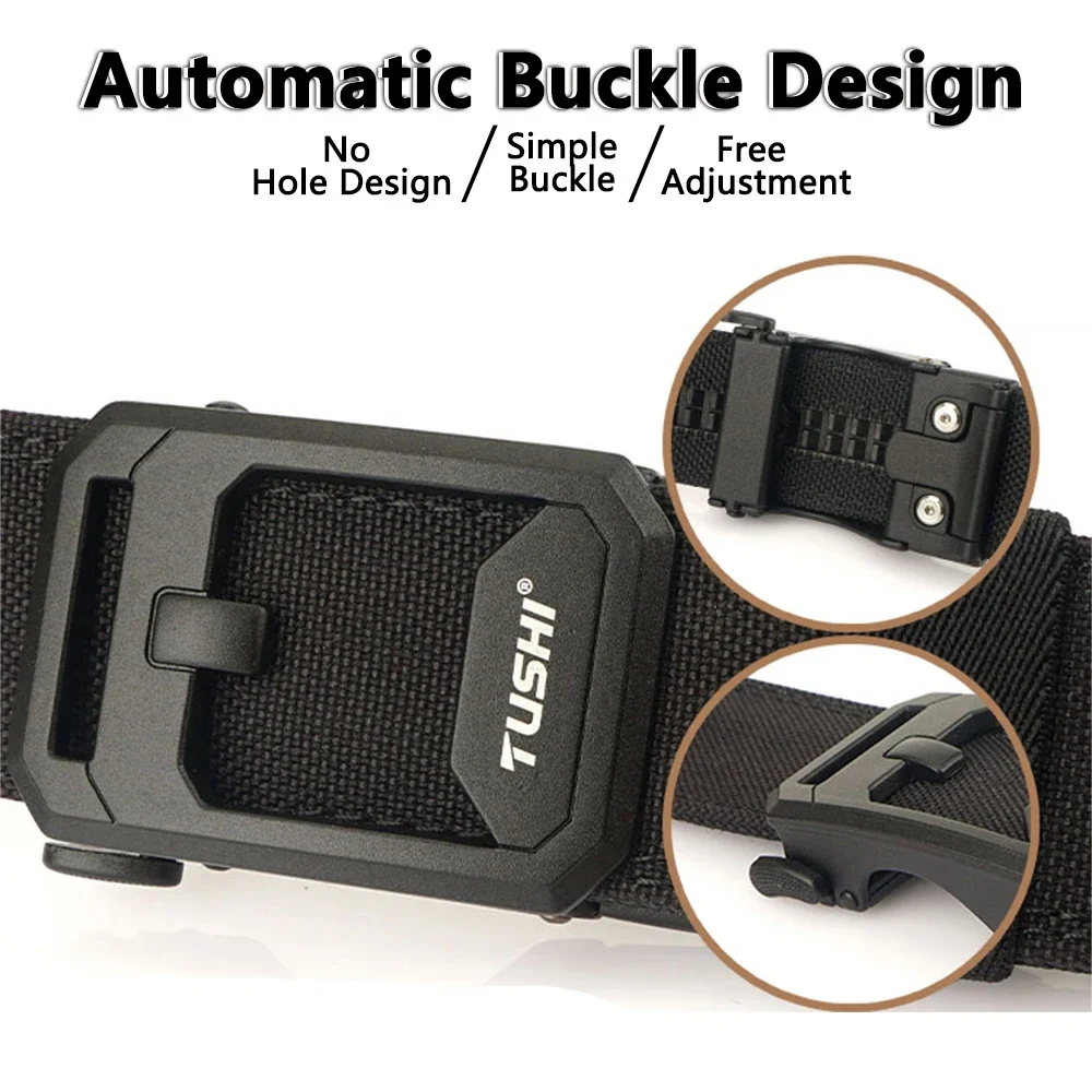 Cinturón Táctico Resistente de 1.5 Pulgadas para Hombre, Cinturón Militar de Nailon con Hebilla Metálica Automática, Cinturón de Servicio Policial, Accesorios para Exteriores IPSC - imagen 4