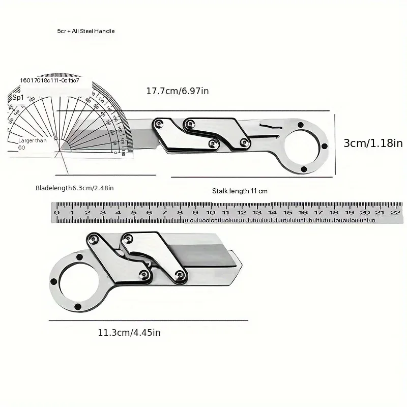 1 pieza, cuchillo plegable multifuncional, cuchillo de bolsillo de acero inoxidable, cuchillo de de deformación creativo, cuchillo de supervivencia al aire libre - imagen 3