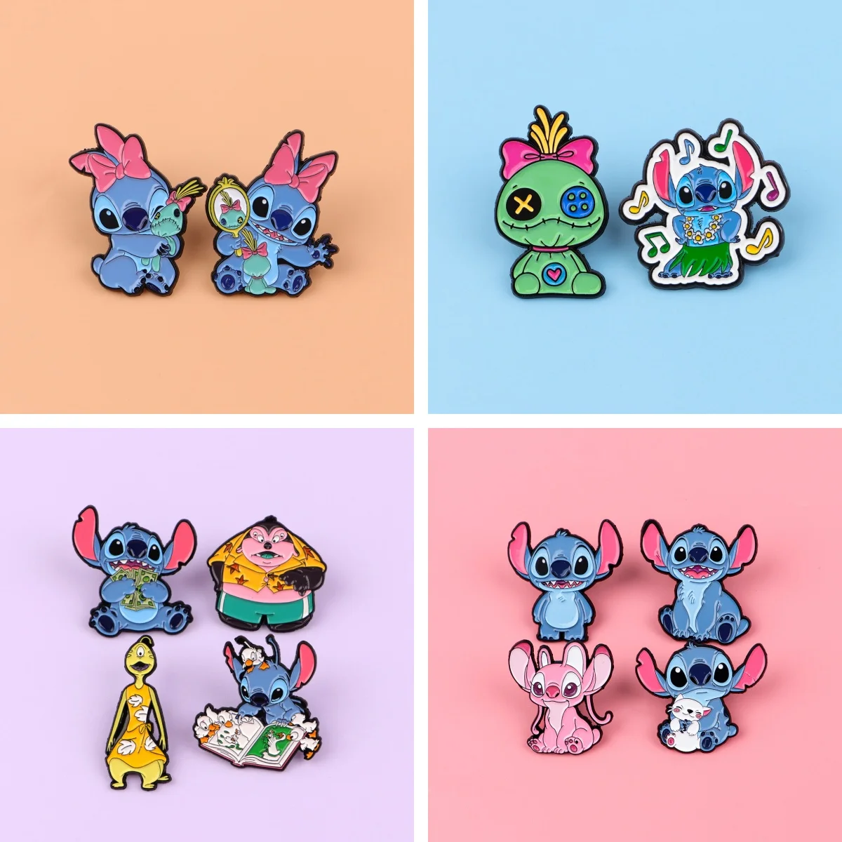 Lindos alfileres esmaltados alienígenas, conjunto de broche de Ángel de dibujos animados, Pin de solapa de Metal, insignia, accesorios para mochila, joyería, regalos para mejores amigos