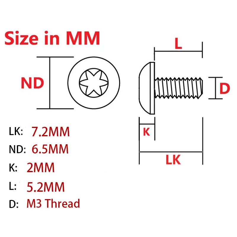 6 piezas de aleación de titanio cabeza media redonda T8 tornillo Quincunx M3 cuchillo plegable mango tornillo DIY husillo cuchillo de aleación de titanio tornillo - imagen 2