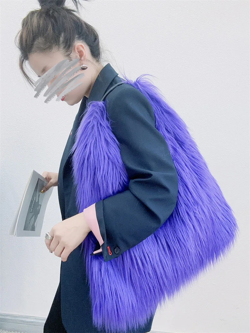 Lawaia, bolso de moda de invierno, piel sintética de lana, piel sintética hiberna, bolsos grandes de hombro, 50cm, accesorios clásicos de moda - imagen 5