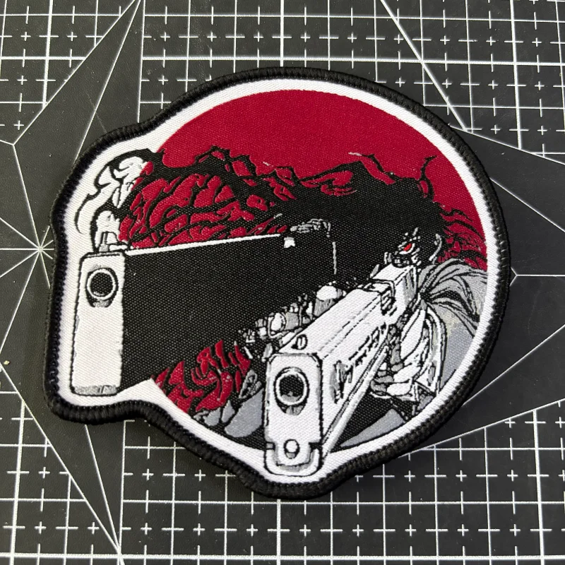 Parche táctico Crazy Gunner, insignia de moral de guerrero de doble arma, parches de impresión de gancho y bucle, pegatina para mochila militar - imagen 4