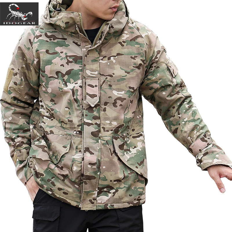 Chaqueta táctica G8 para entrenamiento, senderismo, impermeable, forro polar grueso, Parkas de camuflaje cálidas, abrigo térmico con capucha para invierno para hombre