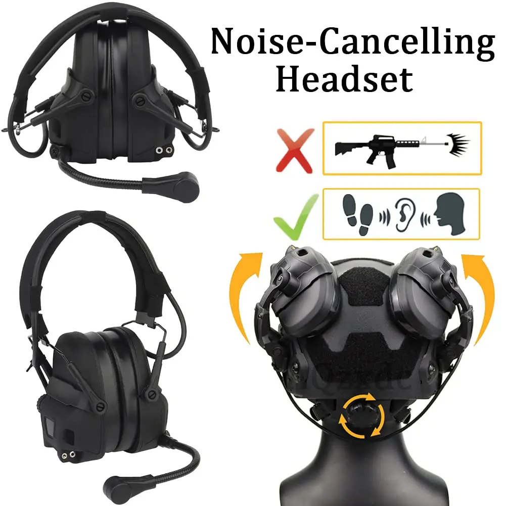 Conjunto de casco de asalto militar, con auricular táctico C5, casco con velcro, gafas binoculares de visión nocturna y soporte G24 para Airsoft - imagen 3