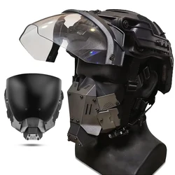 Juego de casco táctico Airsoft, con máscara protectora de cara completa, gafas, equipo de juego de Paintball al aire libre, juego de casco de tiro de caza