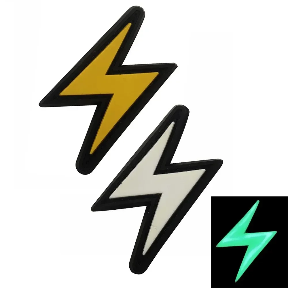 Parches de gancho y bucle de PVC 3D, pegatina de brazalete con brillo de rayo, emblema de reconocimiento nocturno, insignia de moral, mochila, sombrero, parche militar - imagen 2