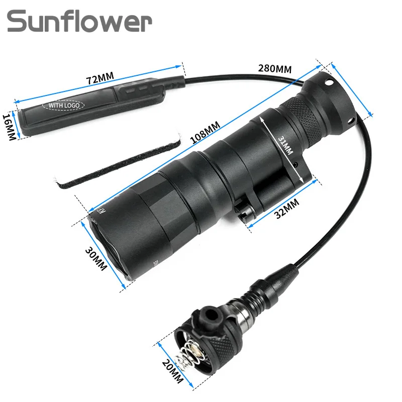 Luz táctica M640DFT M340DFT para exteriores, linterna para Rifle Airsoft, luz LED para arma, foco apto para riel de 20mm, accesorio de caza - imagen 5