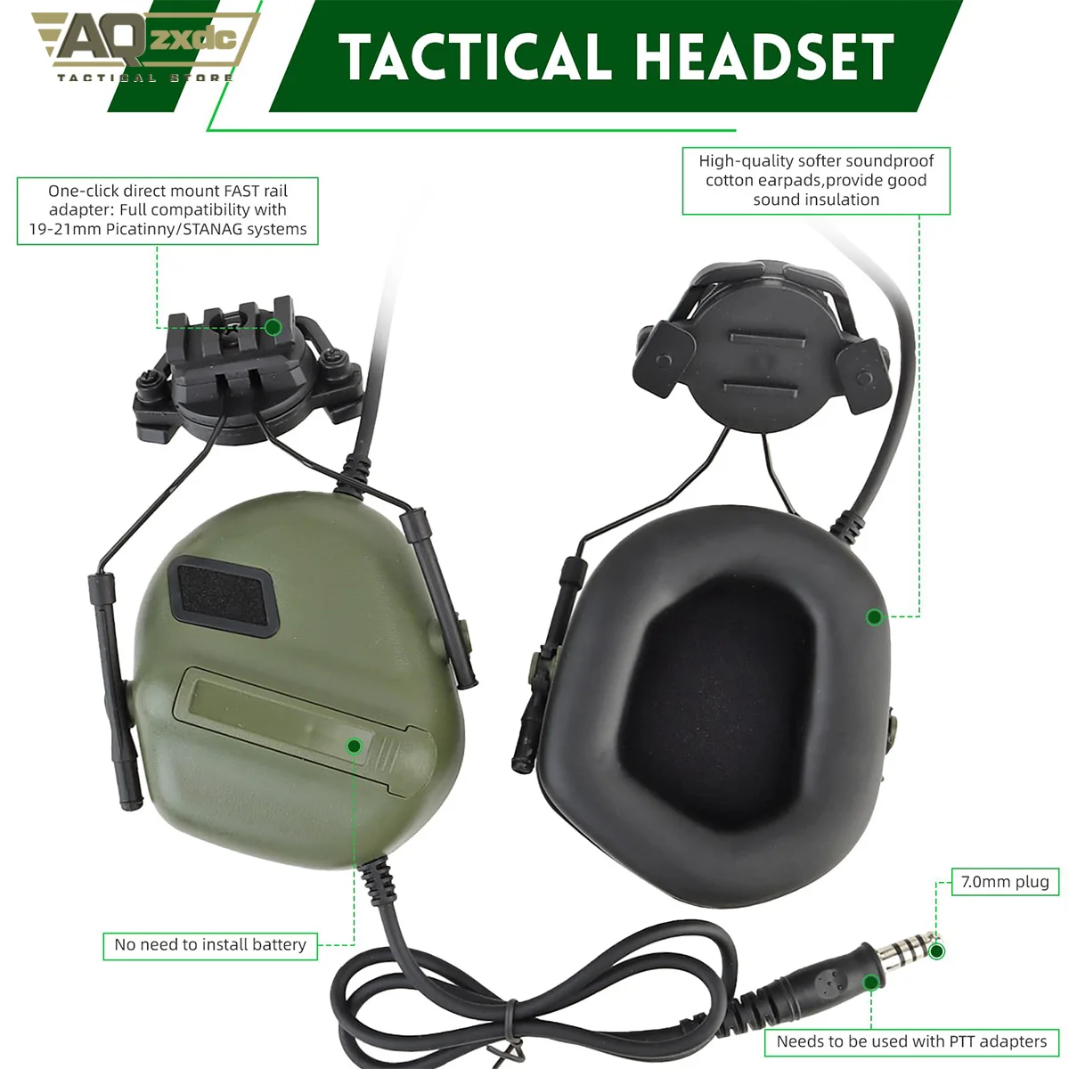 AQzxdc Casco táctico con auriculares, 4 en 1 ajustable mejorado con funda para casco para Airsoft Cosplay Equipo militar Juego de guerra - imagen 5