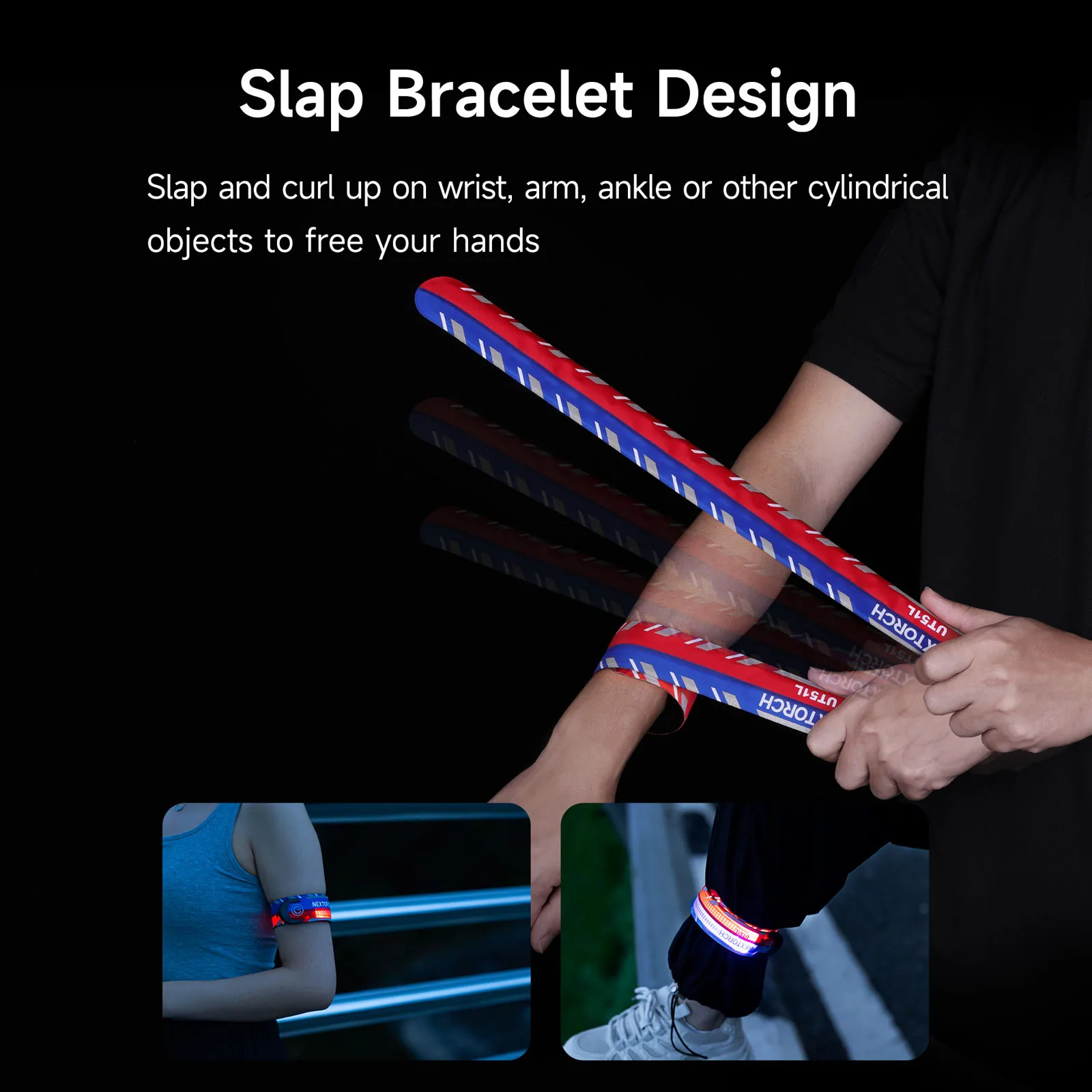 NEXTORCH luz de advertencia UT51L más larga, pulsera intermitente roja y azul, recargable por USB, linterna LED, correr, indicación de tráfico - imagen 3
