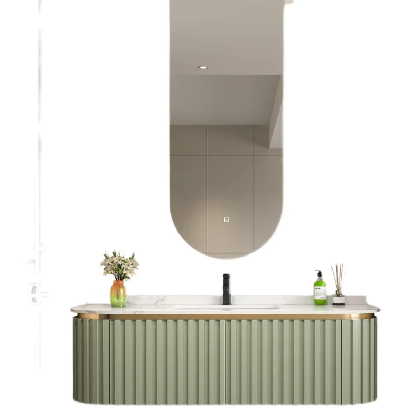 Gabinetes de baño modernos personalizados de estilo japonés con paneles de viento y roca combinados con madera maciza de lujo ligera - imagen 5