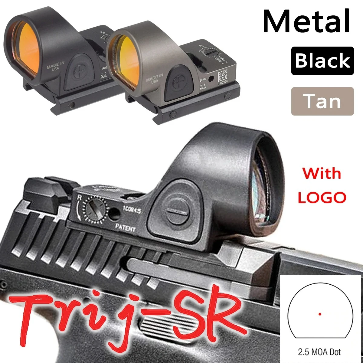 Mira telescópica táctica Trij SR Red Dot, colimador de caza RM, óptica de punto rojo, mira telescópica para riel G17 de 20mm, Airsoft AR15 M4 - imagen 2