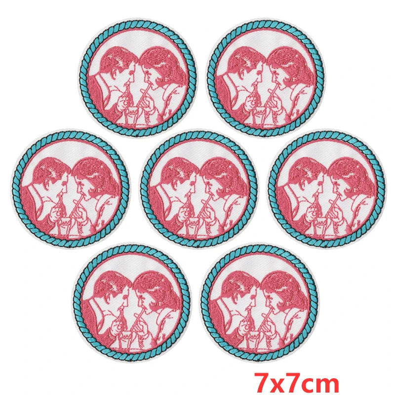 10 unids/lote, venta al por mayor, apliques de la serie temática de Bar/parche bordado, parches para planchar para ropa, parches termoadhesivos para ropa - imagen 5