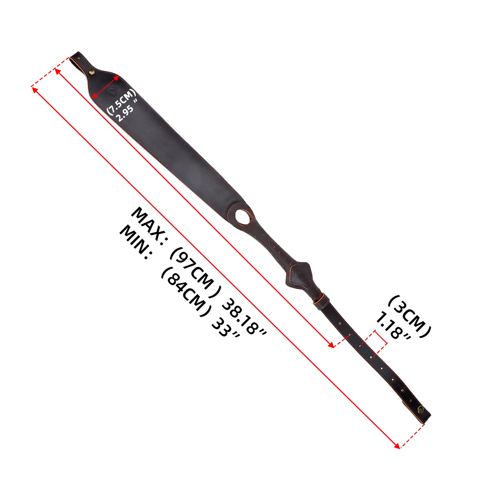 Tourbon Rifle Shotguns Sling para caza, correa de cuero para hombro, antideslizante, longitud ajustable, 105cm, reposapiés, tiro negro - imagen 3