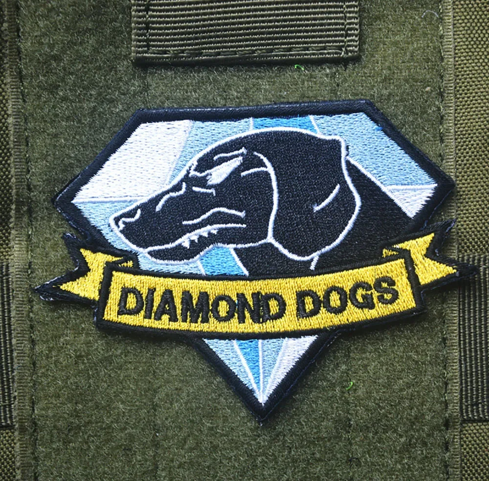 Parche bordado de perros con diamantes, accesorio de Metal sólido MGS, parches de bucle de gancho, apliques tácticos, insignias de emblema para chaqueta y mochila - imagen 2