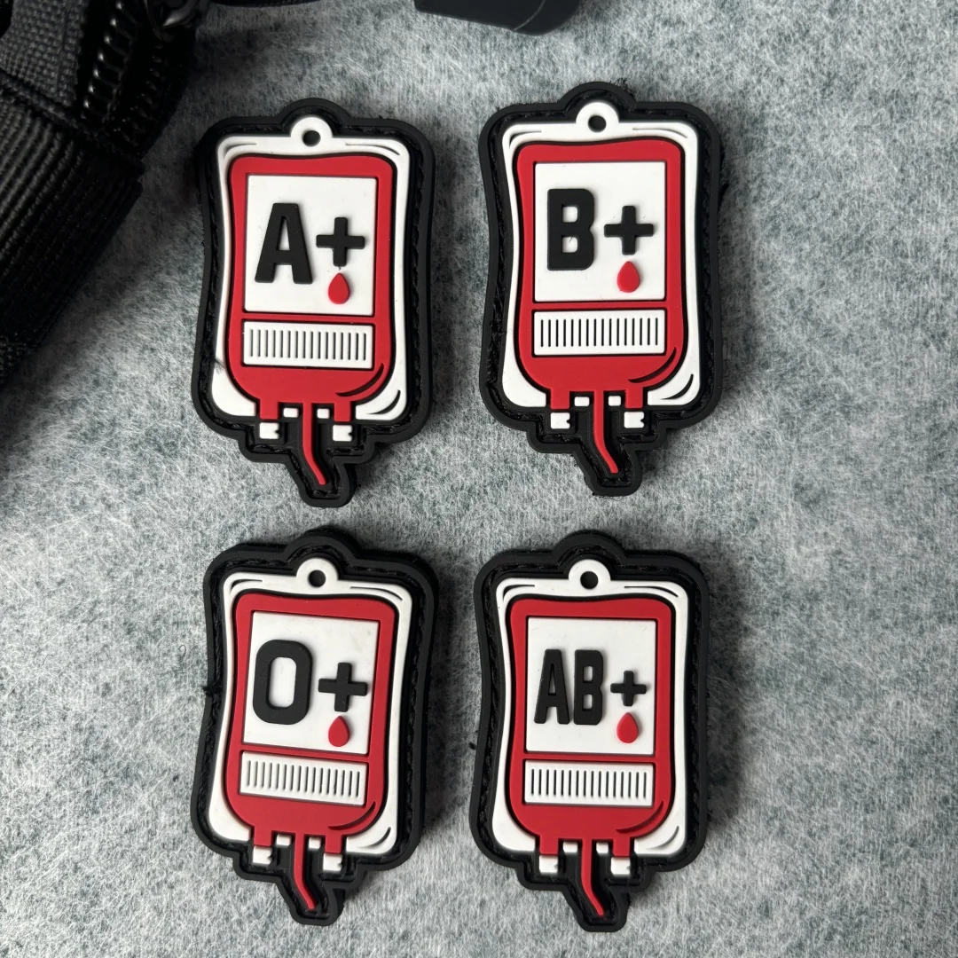Parche táctico Blood Group "A + B + AB + O +", emblema de gancho y bucle de PVC, insignia de moral militar, nueva brazalete adhesivo, pegatinas para mochila - imagen 2