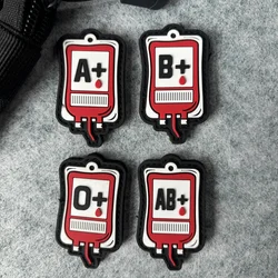 Parche táctico Blood Group "A + B + AB + O +", emblema de gancho y bucle de PVC, insignia de moral militar, nueva brazalete adhesivo, pegatinas para mochila