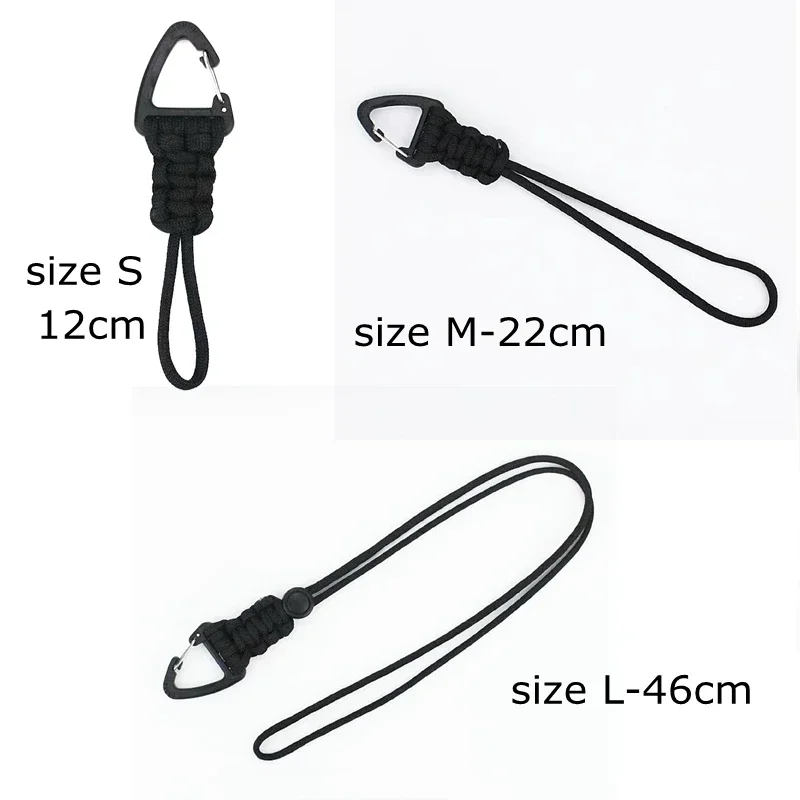 Llavero con cordón de Paracord con mosquetón triangular y correa trenzada, cuerda para muñeca antipérdida de 12/22/46cm para mochila/pesca/Camping - imagen 5