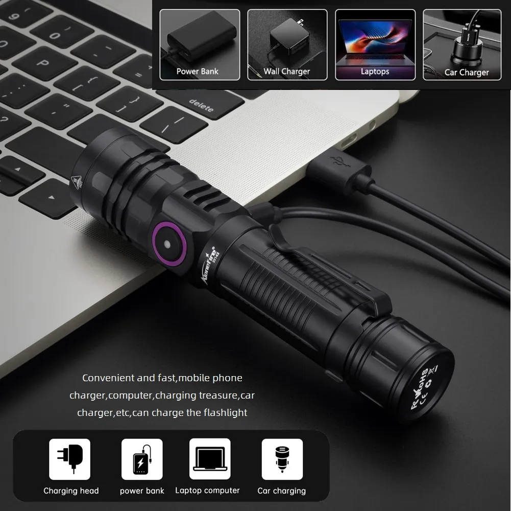 15W 365nm/395nm UV LED linterna de luz negra de alta potencia recargable por USB gato perro mascota mancha tiña mineral dinero escorpión antorcha de luz - imagen 5