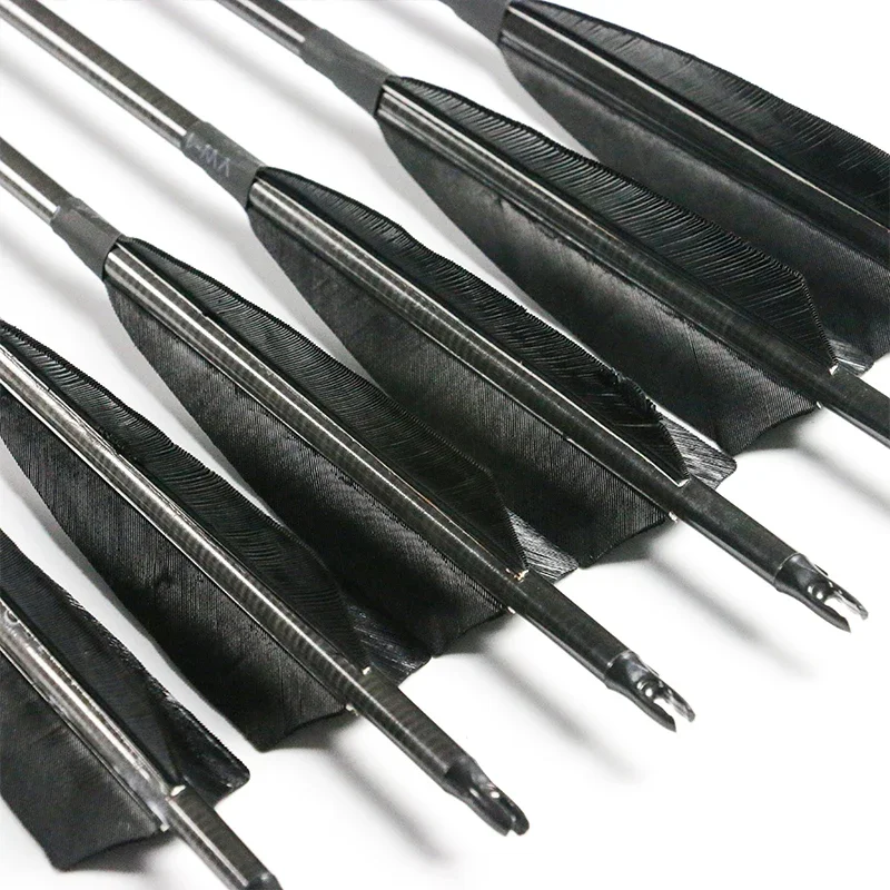 Linkboy Flechas de carbono para arco compuesto con pluma de pavo - imagen 5