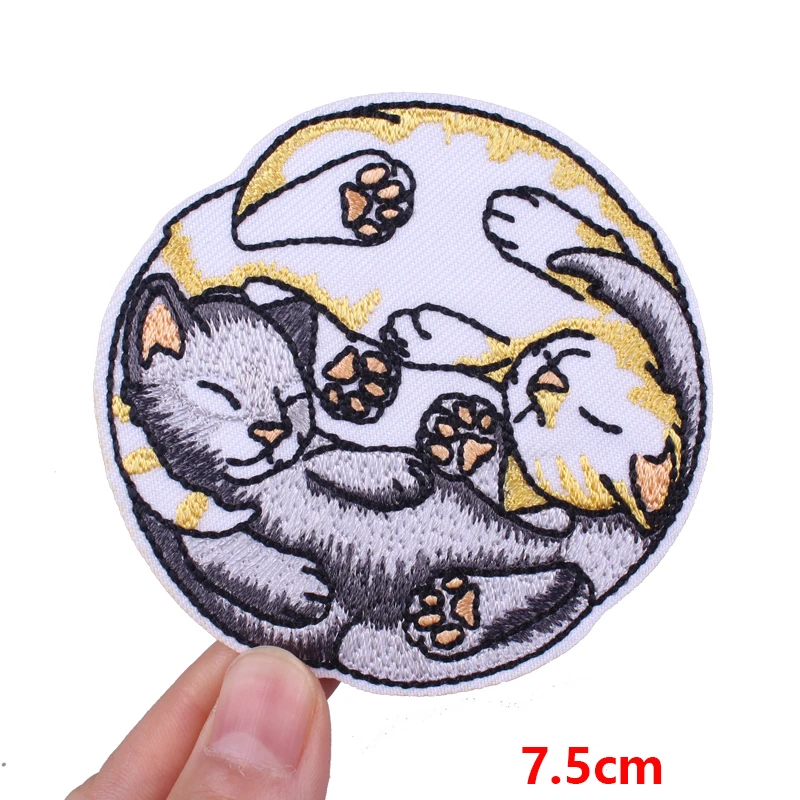 Parches bordados de dibujos animados divertidos, parche DIY de animales, gato, ratón, parches para planchar para ropa, chaquetas, mochila, insignias para coser, pegatinas - imagen 4