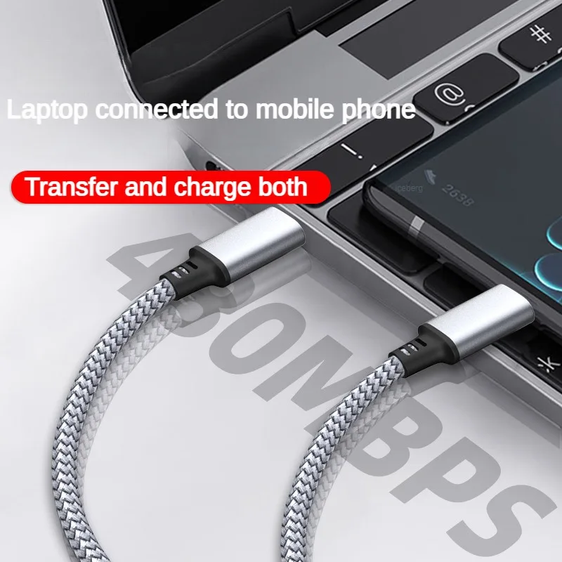 60W tipo C a tipo C 1M 2M 3M 5M 8M Cable PD Cable de datos de cargador rápido para IPhone 15 Macbook Xiaomi Samsung Cable de extensión de cámara - imagen 5