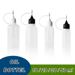 Botella de aceite de pistola con punta de aguja inoxidable, aplicador reutilizable de líquido exprimible de 10/20/30/50ml, herramienta de limpieza de botellas de plástico, 5 uds.