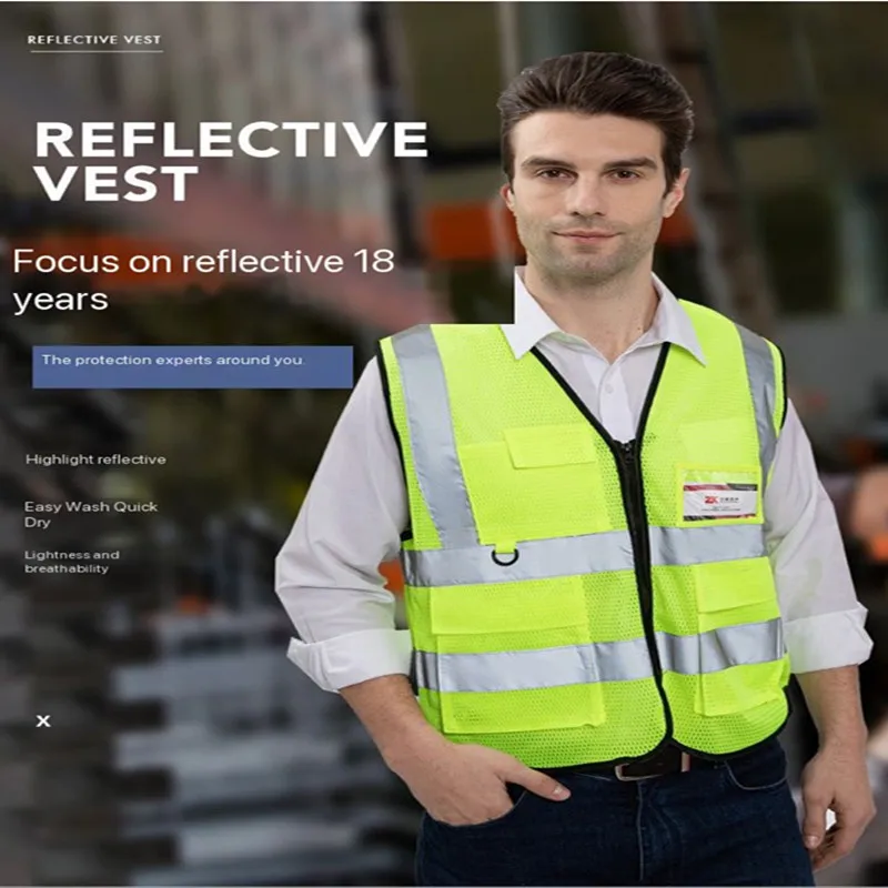 Ropa reflectante de Saneamiento Ambiental para sitio de construcción, malla fluorescente de seguridad, camiseta sin mangas, malla de corazón de melocotón - imagen 2