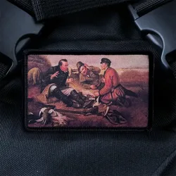 Parches de Meme "Hunter Resting", parche de gancho y bucle, brazalete moral, insignia de moral del ejército militar, pegatinas tácticas para mochila
