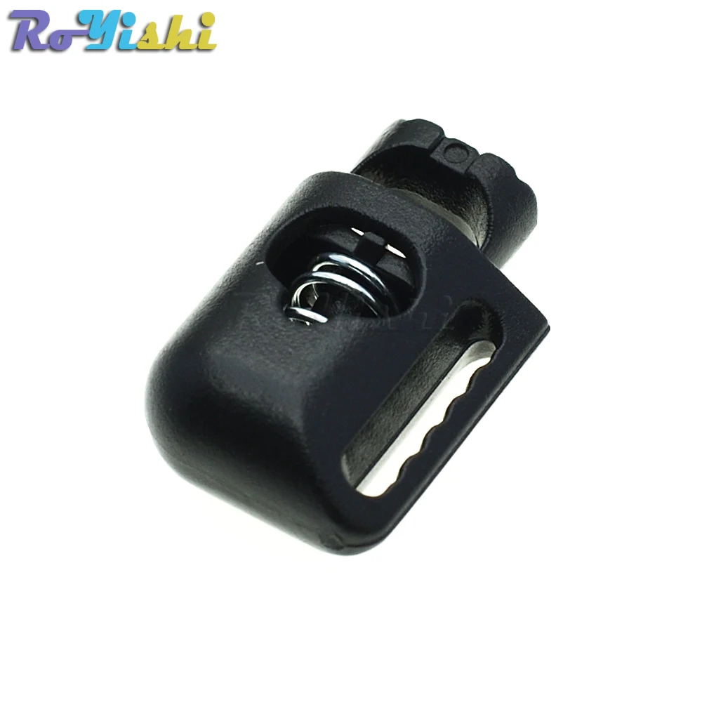 Tope de bloqueo de cordón de plástico, palanca, color negro, para accesorios de ropa - imagen 3