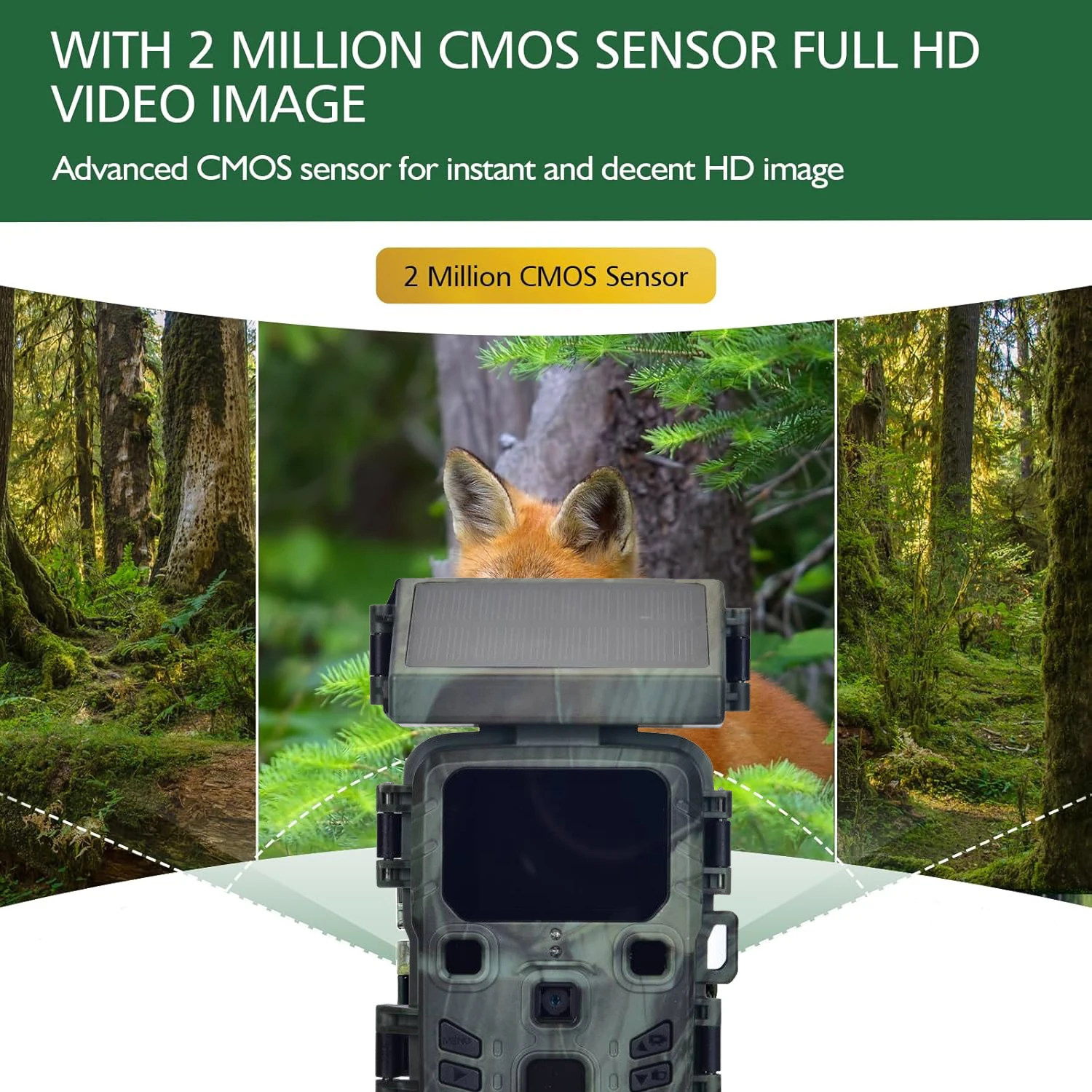 Cámara de rastreo de visión nocturna con energía Solar para exteriores, 50MP, 4K, caza, disparador de 0,3 s, cámara de rastreo para monitoreo de vida silvestre, cámara de juego con trampa - imagen 3