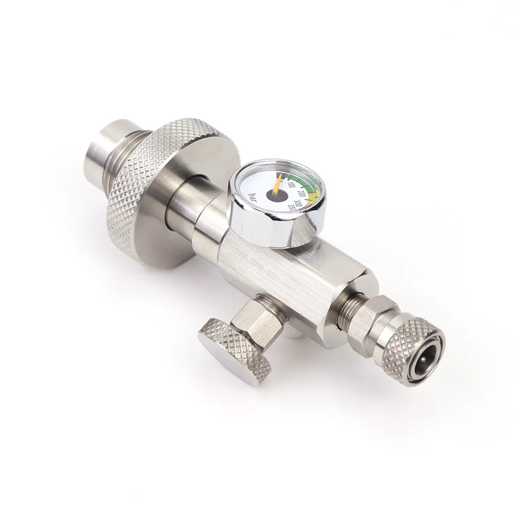 Adaptador HPA botella DIN a botella pequeña acero inox desconexión - imagen 3