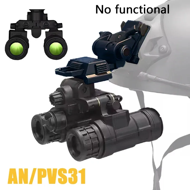 Gafas de visión nocturna tácticas de nailon AN/PVS31, binoculares de doble tubo NVG, accesorios simulados, modelo sin función con soporte para casco L4G24