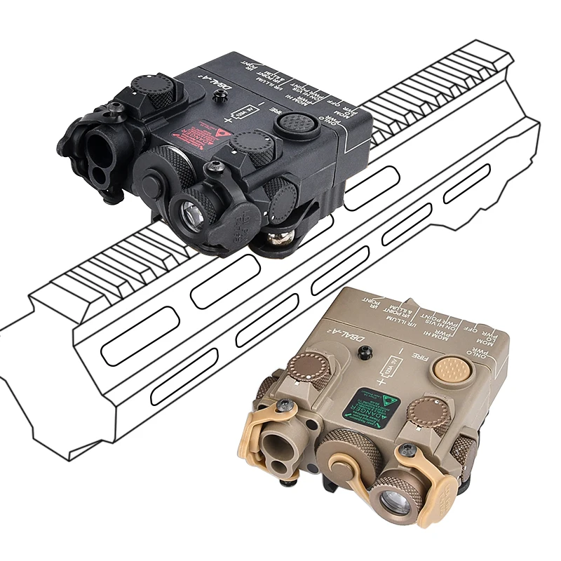 Tácticas Airsoft DBAL A2 de Nylon - Indicador Láser de Punto Rojo/Verde/Azul, Luz Blanca LED con Interruptor - Linterna Táctica para Airsoft, Caza y Armas - imagen 5