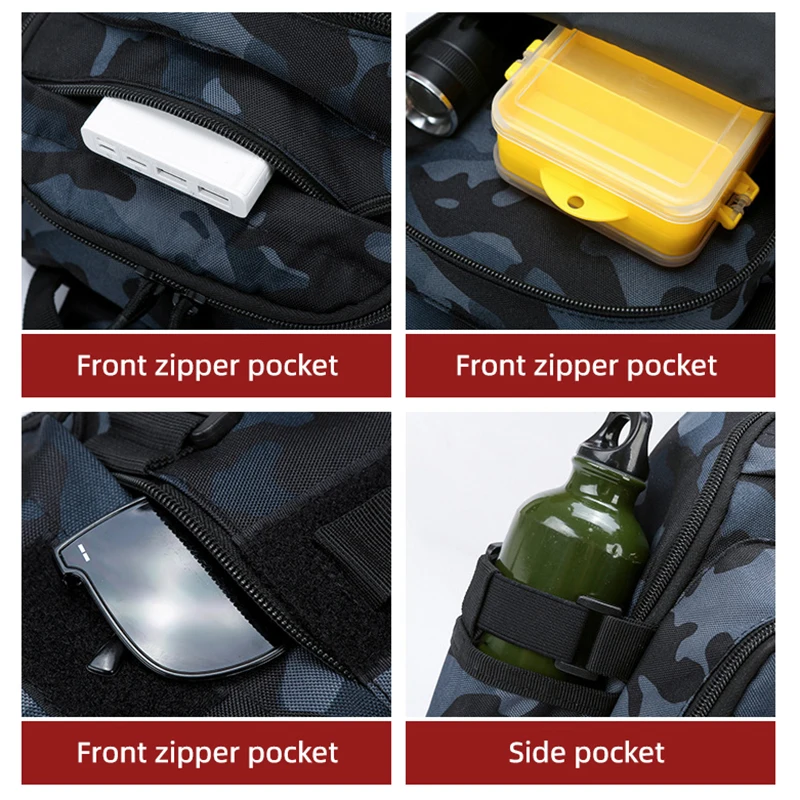 Bolsa de aparejos de pesca para hombre, bolsas de pecho para acampar al aire libre, senderismo, viajes en bicicleta, montañismo, bandolera de camuflaje, riñonera - imagen 5
