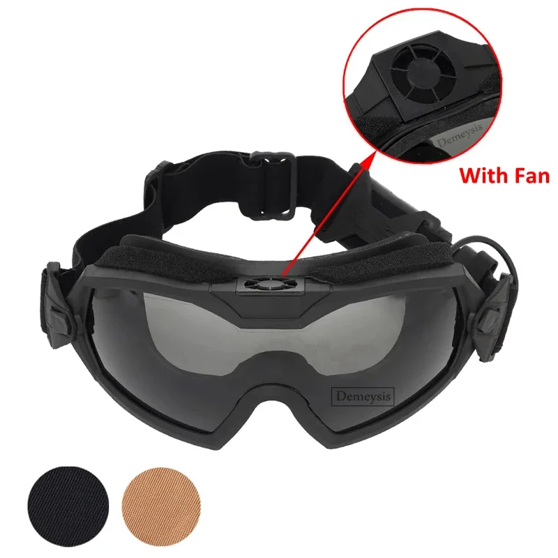 Gafas tácticas con microventilador, lentes intercambiables antiniebla para exteriores, Paintball CS, para motocicleta - imagen 2