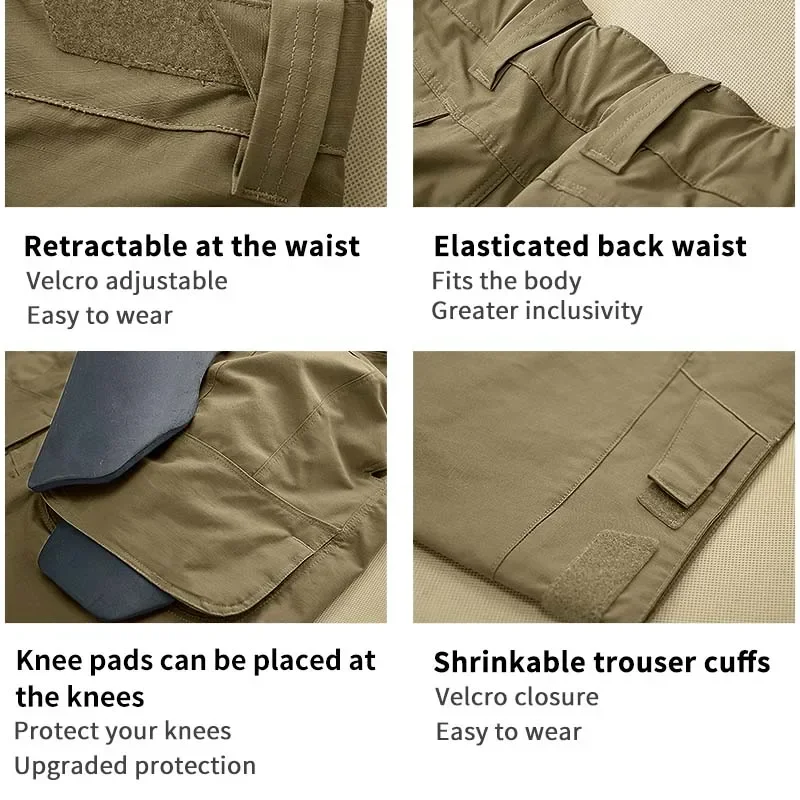 Pantalones tácticos de combate para hombre, pantalones elásticos de caza, Camping, Trekking al aire libre, pantalones impermeables de gran tamaño, pantalones de secado rápido - imagen 5