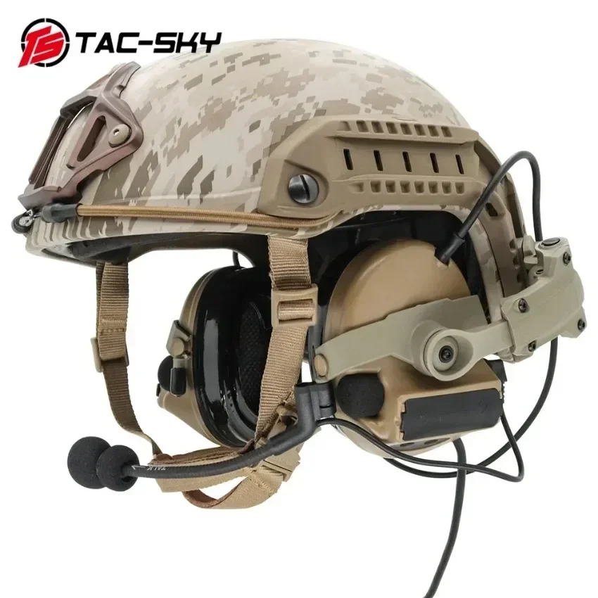 TAC-SKY TSCII casco táctico auriculares para caza al aire libre Airsoft tiro orejeras TacticalC2 auriculares con enchufe U94 K ptt - imagen 3