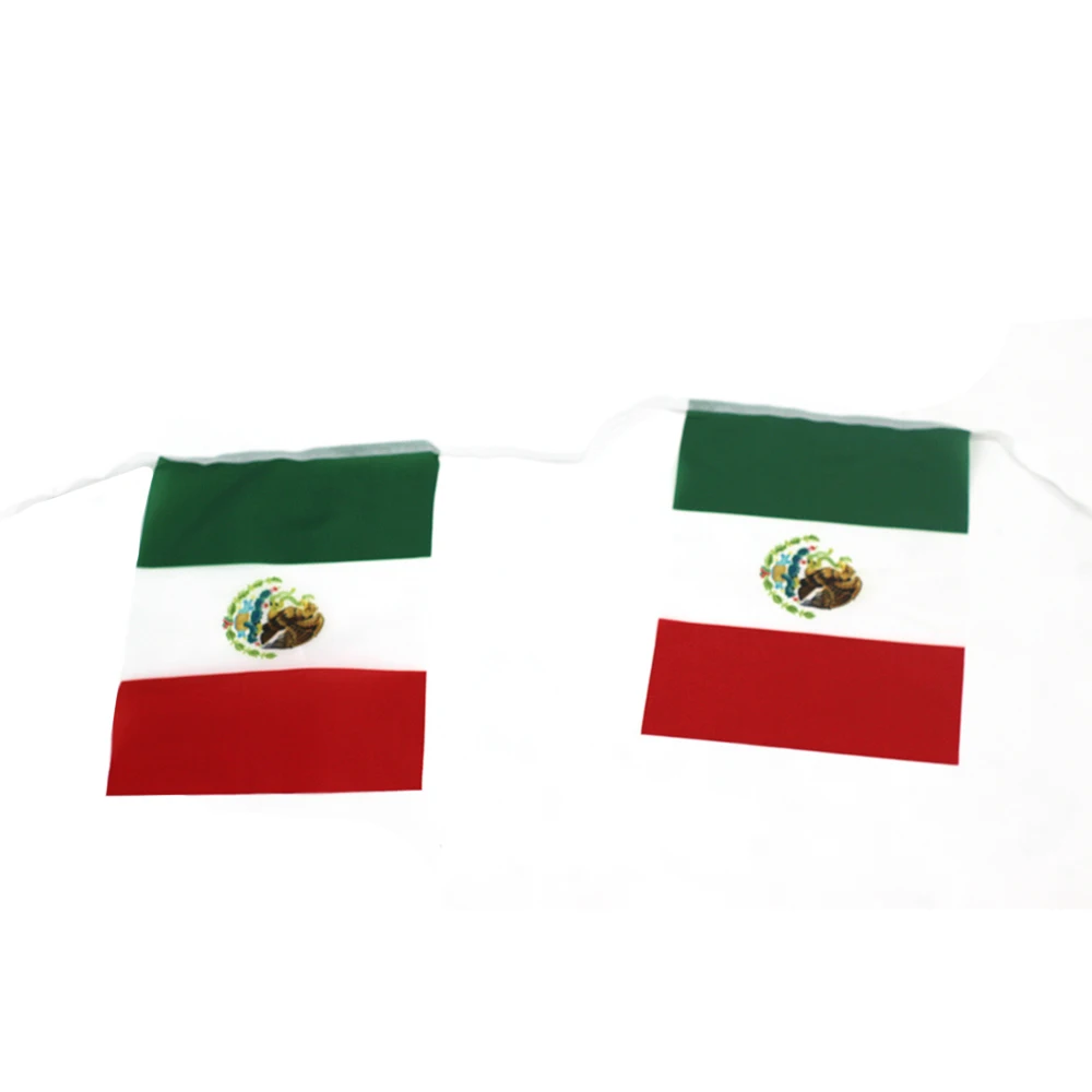 FLAGLINK 24 unids/set banderines de México 20x30cm 14x21cm fanín México cuerda mexicana Banner banderines Festival fiesta vacaciones - imagen 5