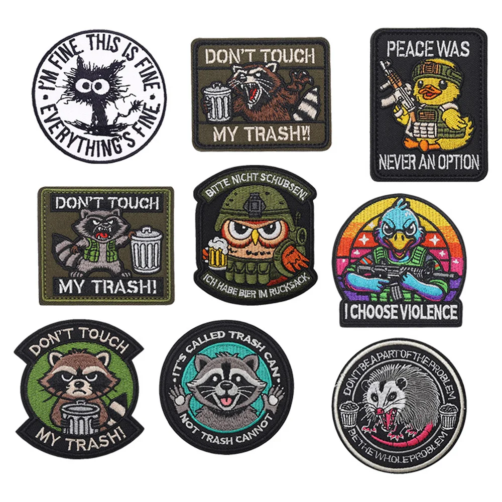 Parche táctico con gancho y bucle de animales divertidos, parches bordados en ropa, brazalete, insignia de moral del ejército militar, pegatinas para mochila