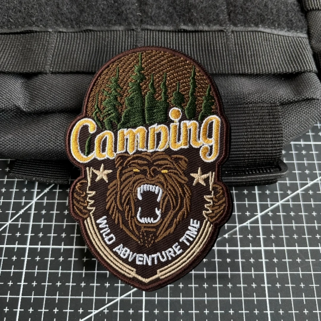 Parche Chevron "Evil Bear", insignia de moral táctica, emblema del ejército militar, pegatina para mochila, parches bordados con gancho para ropa - imagen 5