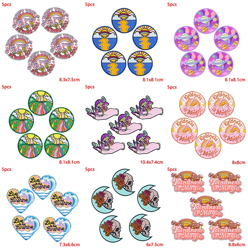 5 unids/lote de parches bordados de doce signos del zodiaco, parches para planchar para ropa, parches bordados redondos para ropa, decoración de mochila